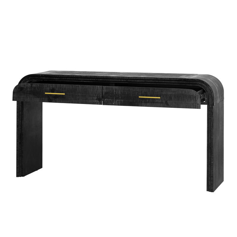 Whisen Unique Retro Silhouette Console Table with Two Drawers - Antique Black