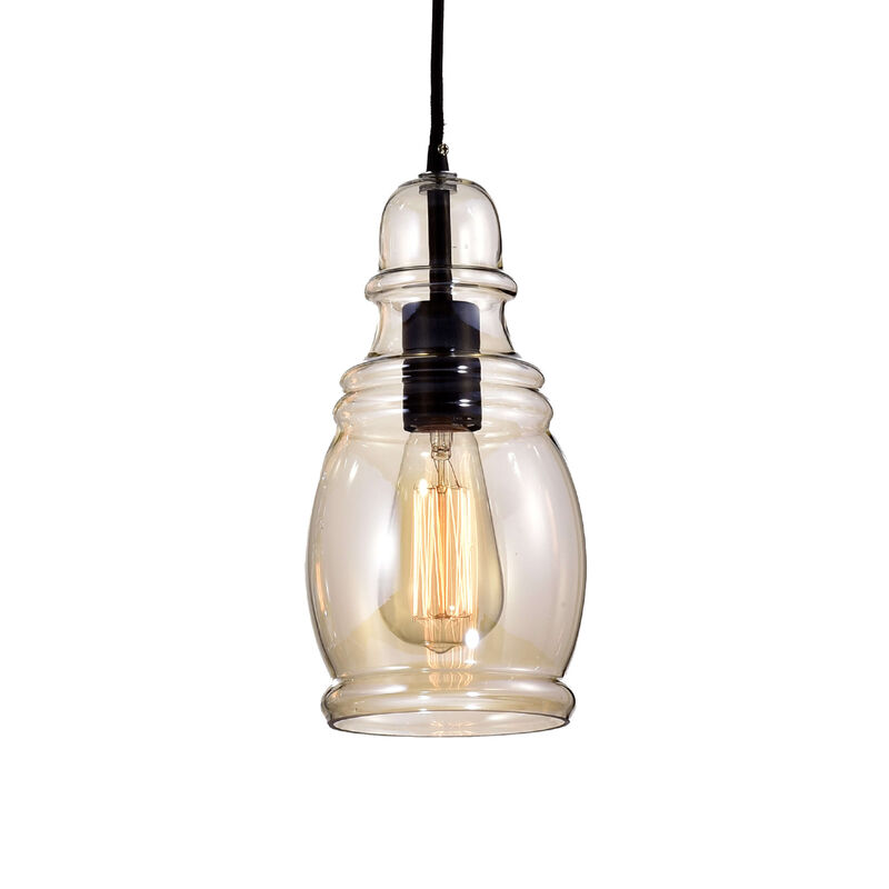 Hazel Antique Black Mini Pendant with Cognac Long Oval Skinny Glass image number 0