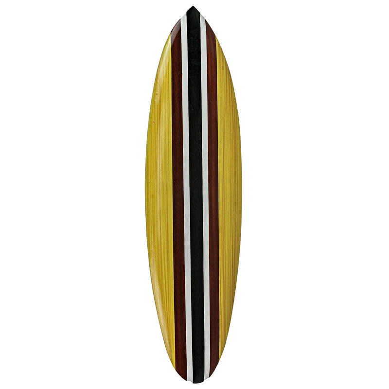 32 Inch Wooden Surfboard Decorative Wall Hanging Beach Decor - Natural image number 0