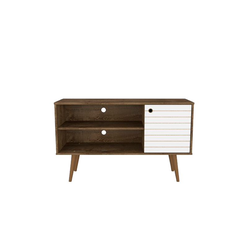 Liberty Small TV Stand in Brown and White