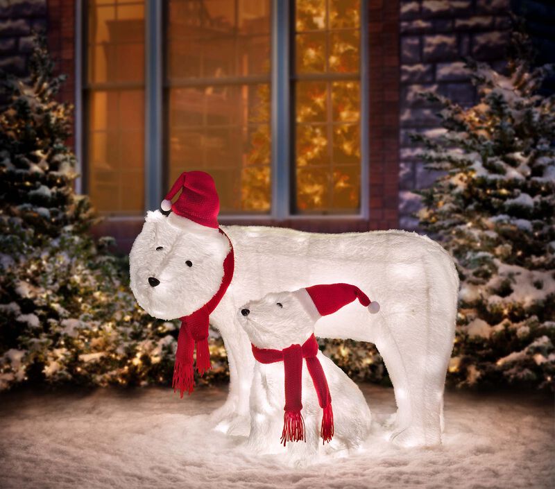 Mama and Baby Polar Bear (Set of 2) Outdoor Lighted Christmas Yard Decor image number 1