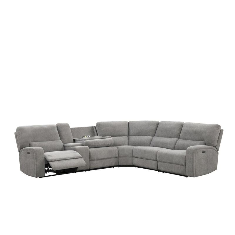 Lilola Home Anthony 114 Wide Light Gray Chenille Fabric Power Reclining Sectional