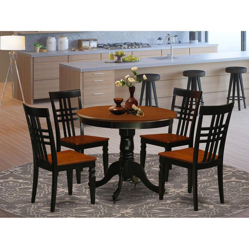 5 Pc Dining room set with a Table and 4 Dining Chairs in Black and Cherry