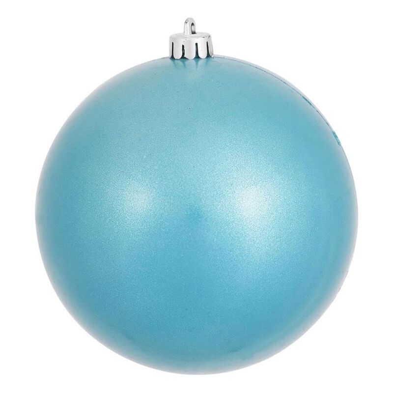Vickerman 4.75" Plastic Ball Ornaments in Candy Turquoise (Set of 4) image number 0