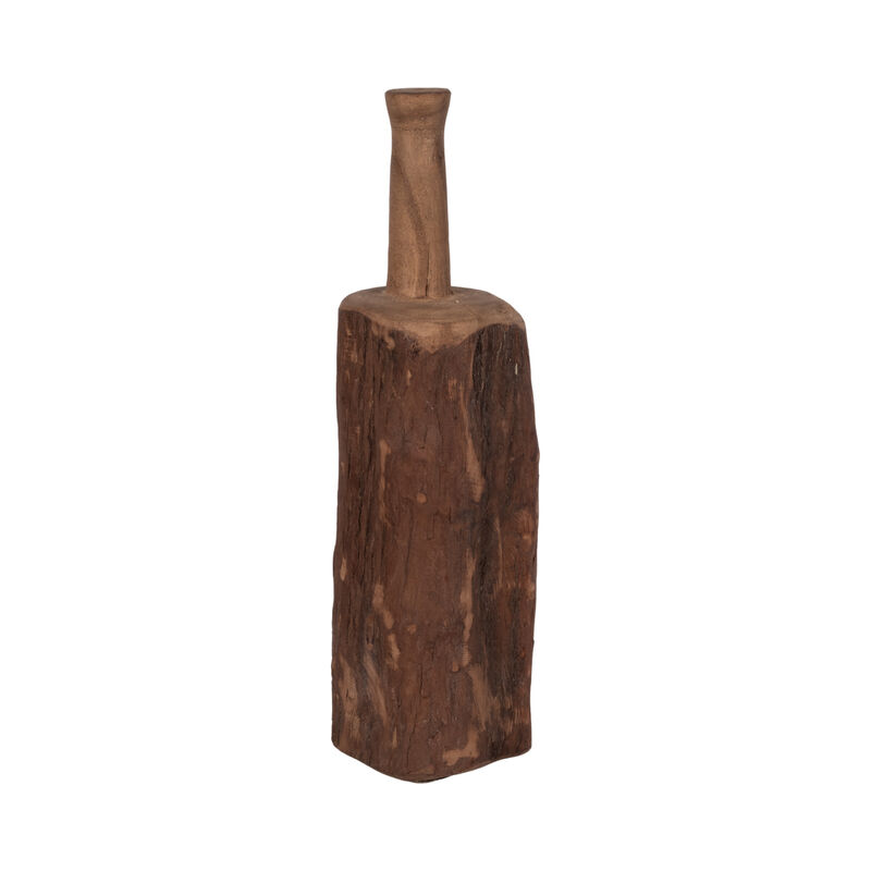 21" Reclaimed Wood Bottle Object, Brown image number 1