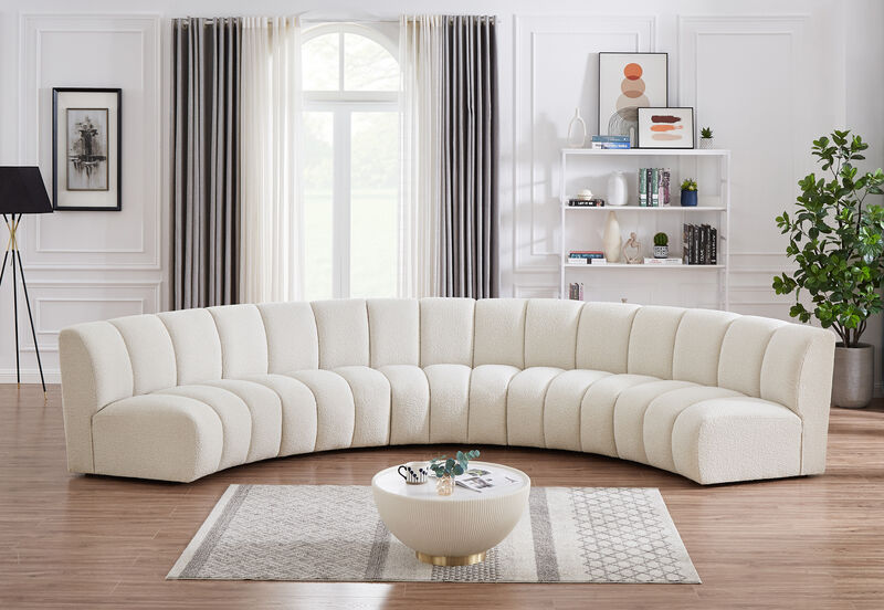 Meridian Furniture Infinity Cream Boucle Fabric 5pc. Modular Sectional image number 1