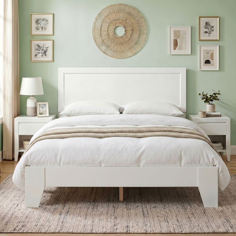 Full Size Upholstered Bed Frame with Headboard, No Box Spring Needed image number 3