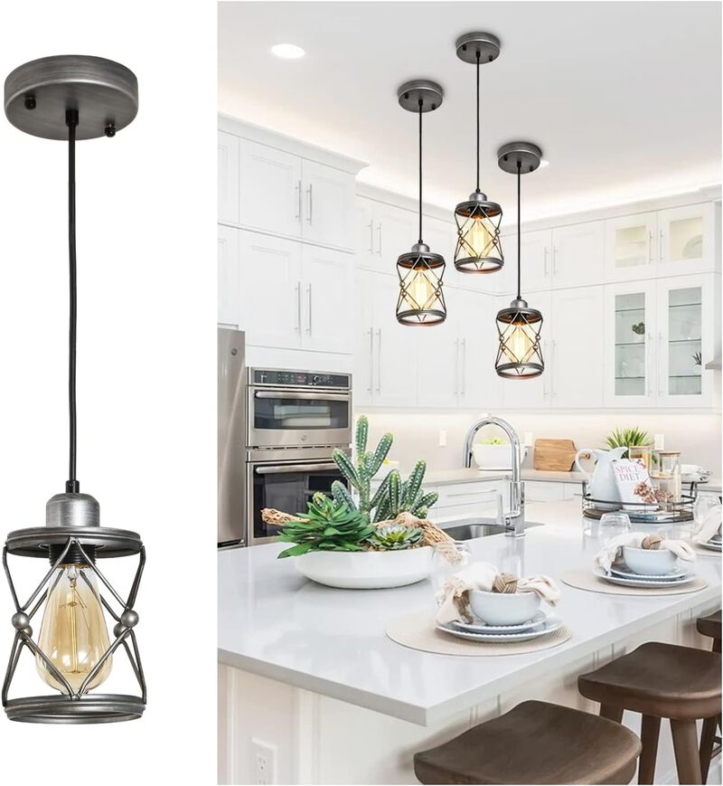 Industrial Pendant Lighting for Kitchen Island, Dining Room, and Bedroom