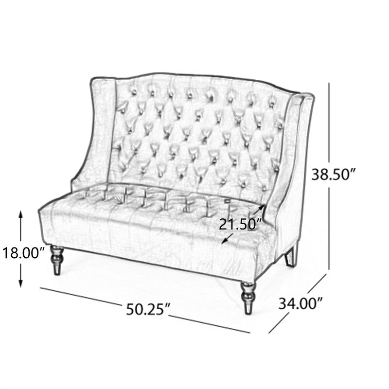 Modern Glam Velvet Loveseat, Diamond Tufted High Back Wingback Sofa with Turned Wood Legs for Living Room