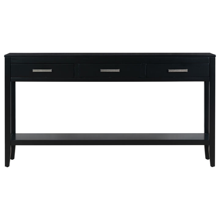 Whisen Contemporary 3-Drawer Console Table with 1 Shelf - Navy Blue