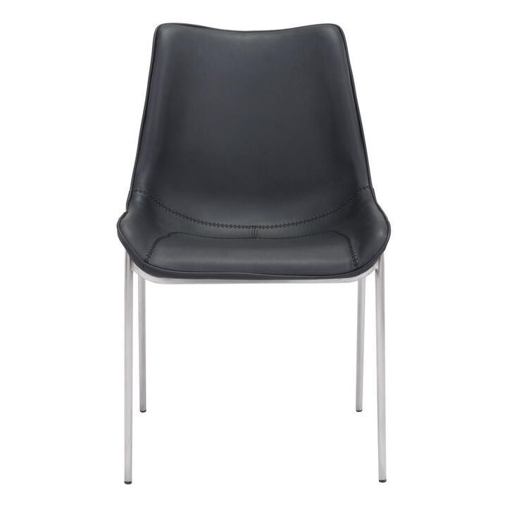 Belen Kox Magnus Dining Chair (Set of 2), Black & Brushed Stainless Steel, Belen Kox