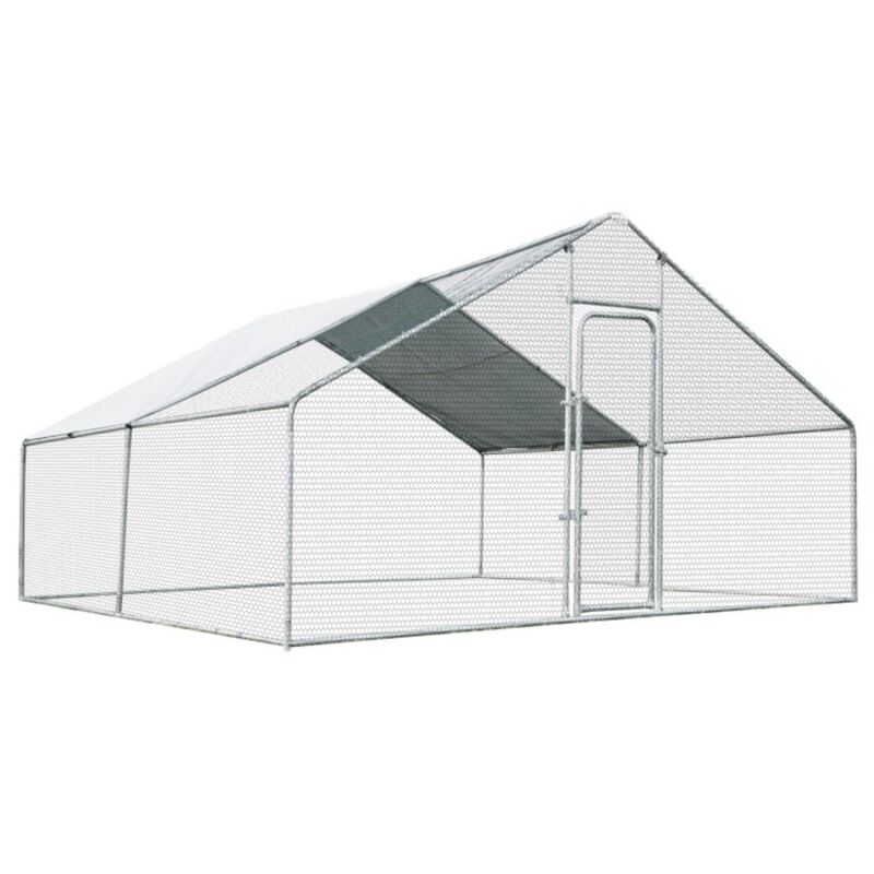 Hivvago 13 x 13 Feet Walk-in Chicken Coop with Waterproof Cover for Outdoor Backyard Farm