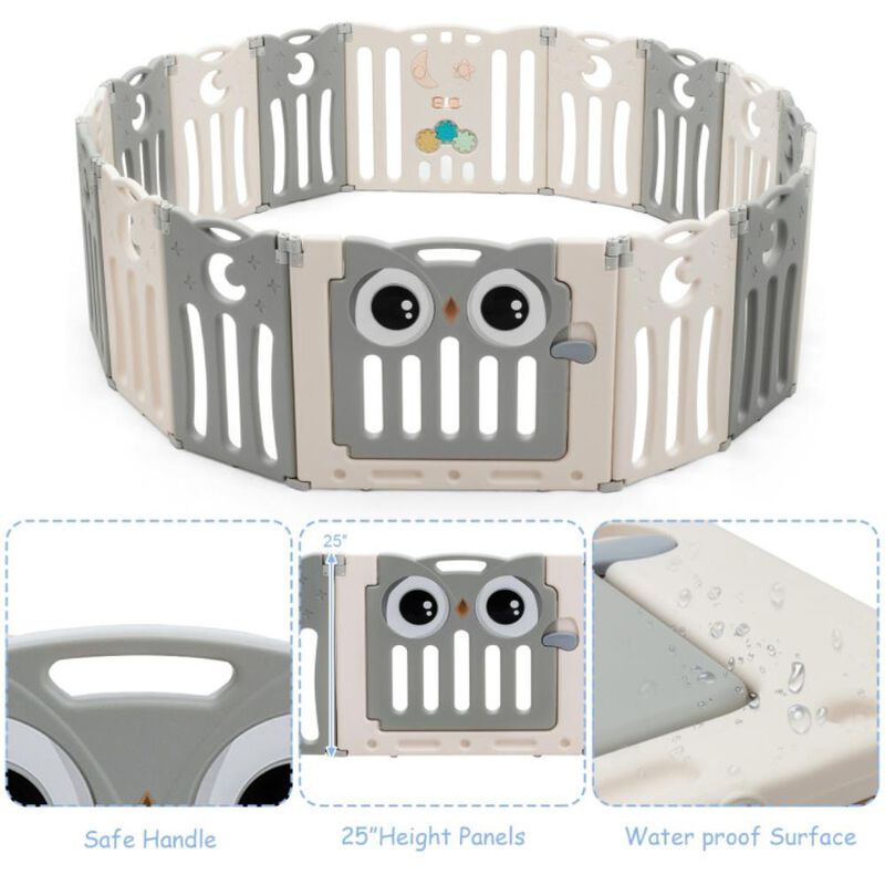 Hivvago 16-Panel Baby Activity Center Play Yard with Lock Door