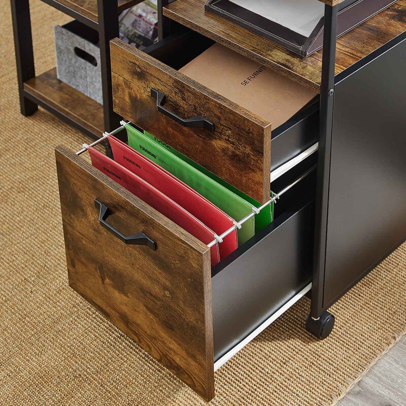 BreeBe Industrial Brown File Cabinet with Drawer
