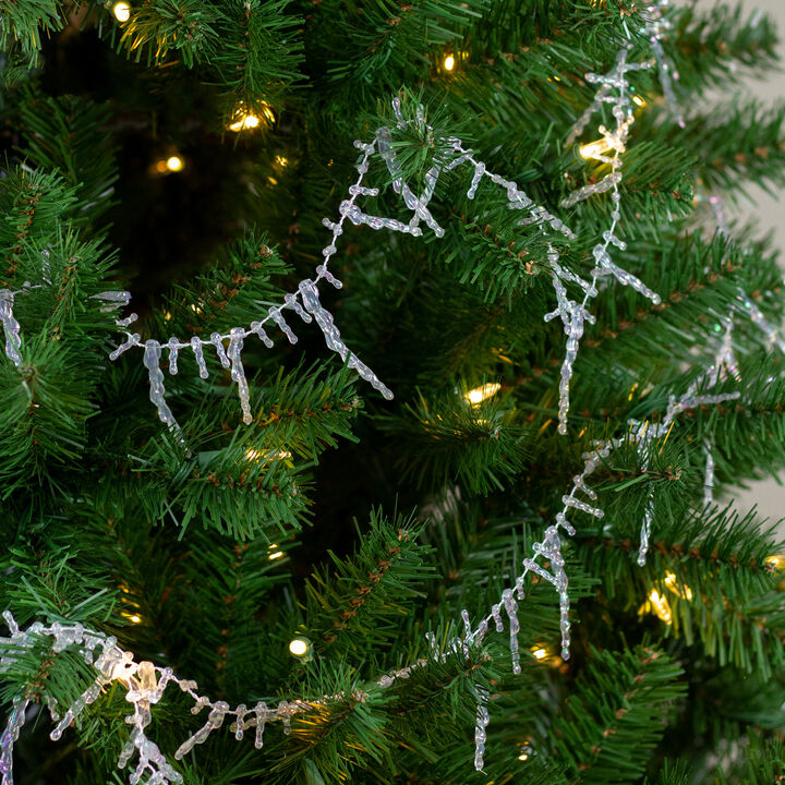 8' x 2.5" Clear Iridescent Icicle Beaded Artificial Christmas Garland - Unlit