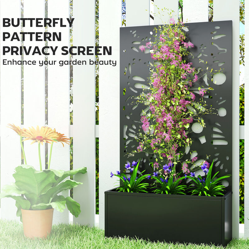 Hivvago Metal Raised Planter with Trellis for Balcony or Garden image number 5