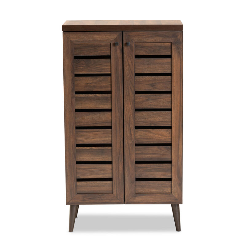 Baxton Studio Salma Modern Walnut Brown Finished Wood 2 Door Shoe Storage Cabinet