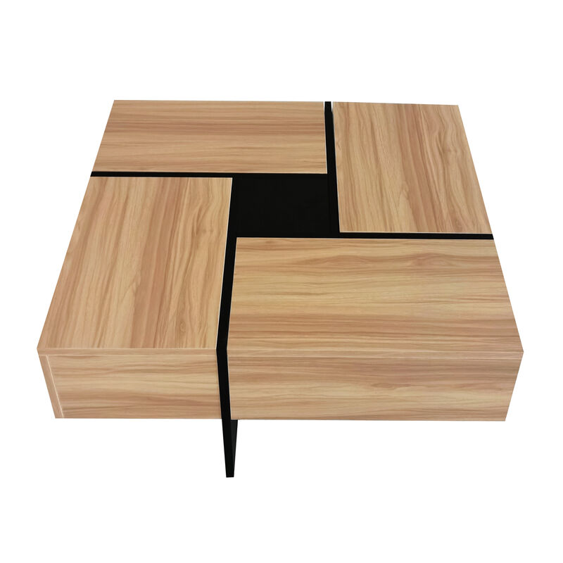 Merax Square UV High-gloss Coffee Table with Storage