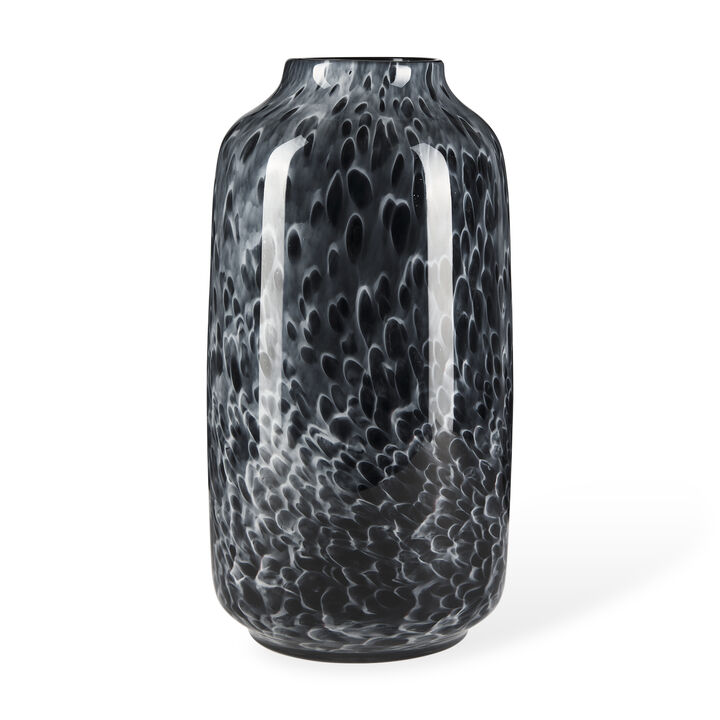 HomeRoots 15" Black Mottled Cylinder Glass Table Vase
