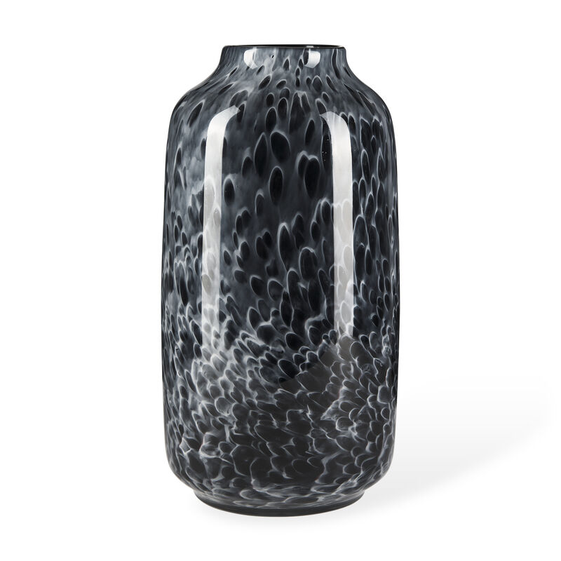 HomeRoots 15" Black Mottled Cylinder Glass Table Vase image number 0