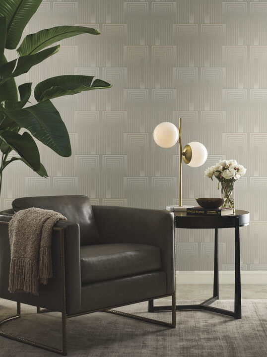 Vanishing Taupe & Pearl Wallpaper