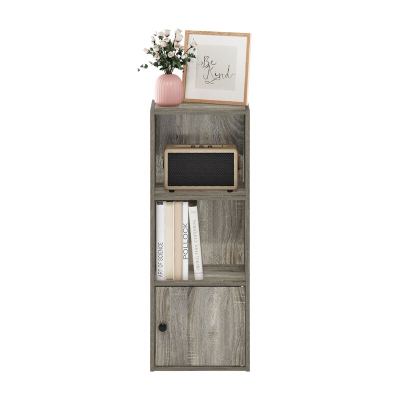 Furinno Luder Shelf Bookcase with 1 Door Storage Cabinet, French Oak