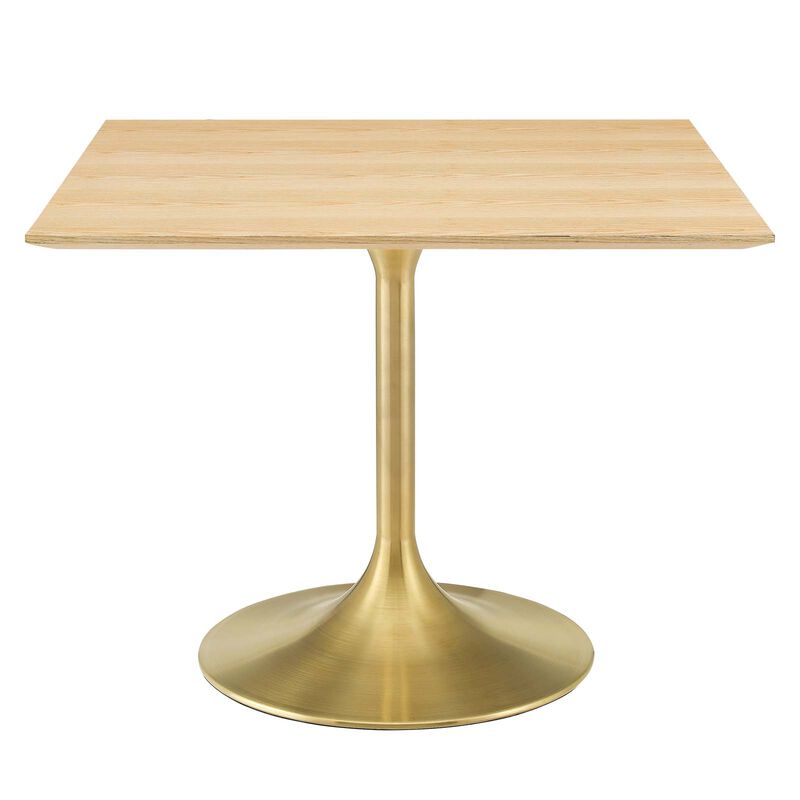 Modway - Lippa 40" Square Wood Dining Table Gold Natural