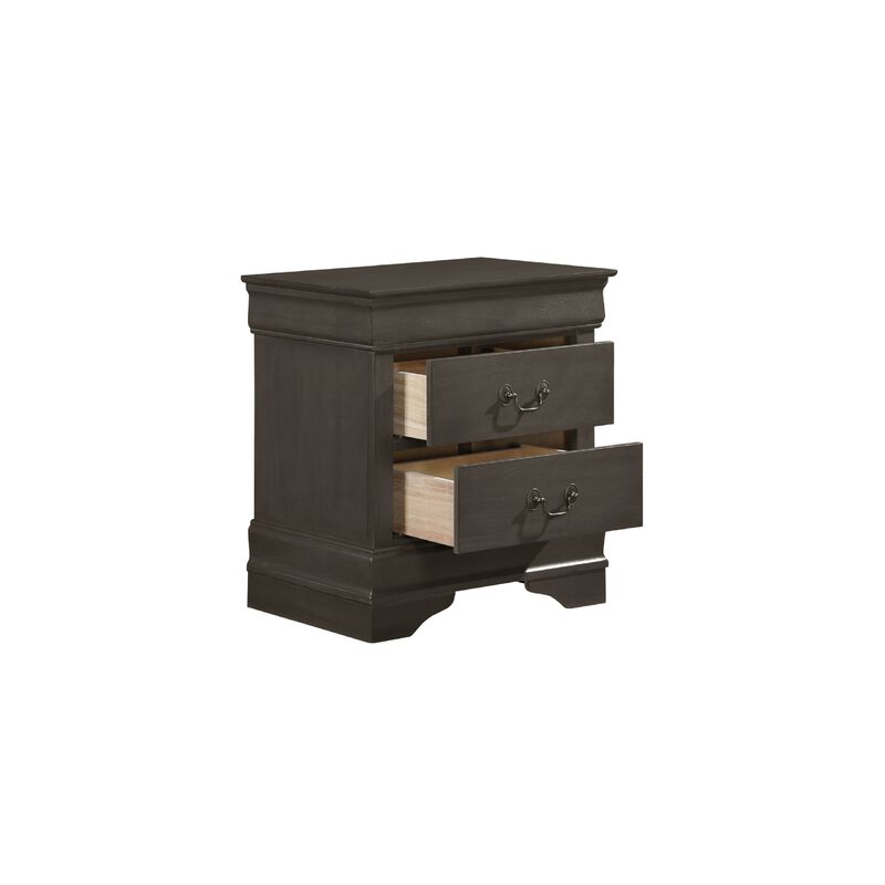 Full Size Bedroom Set, Traditional Carved Wood Design, Gray Finish, 4-Piece Set with Bed, Nightstands and Dresser image number 6