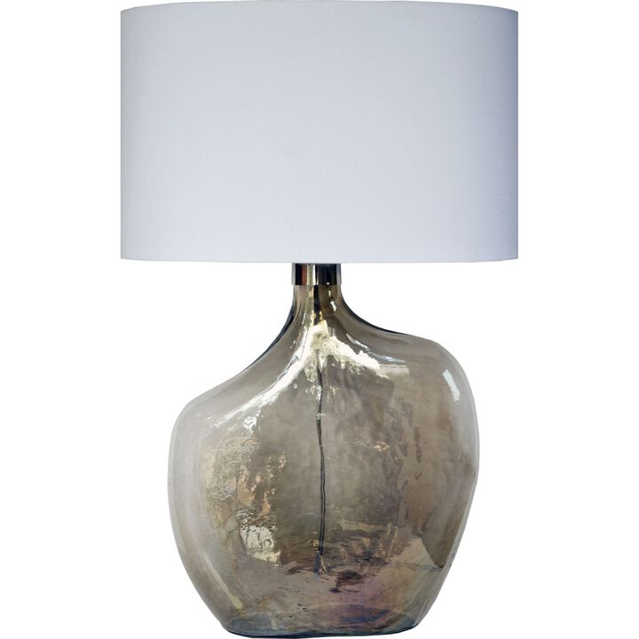 27.5" Smoke Luster Glass Table Lamp with Off White Modified Drum Shade