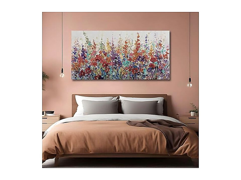 Floral Wall Art Living Room Colorful Decor 24 X 48 Inch Blossom Botanical Office