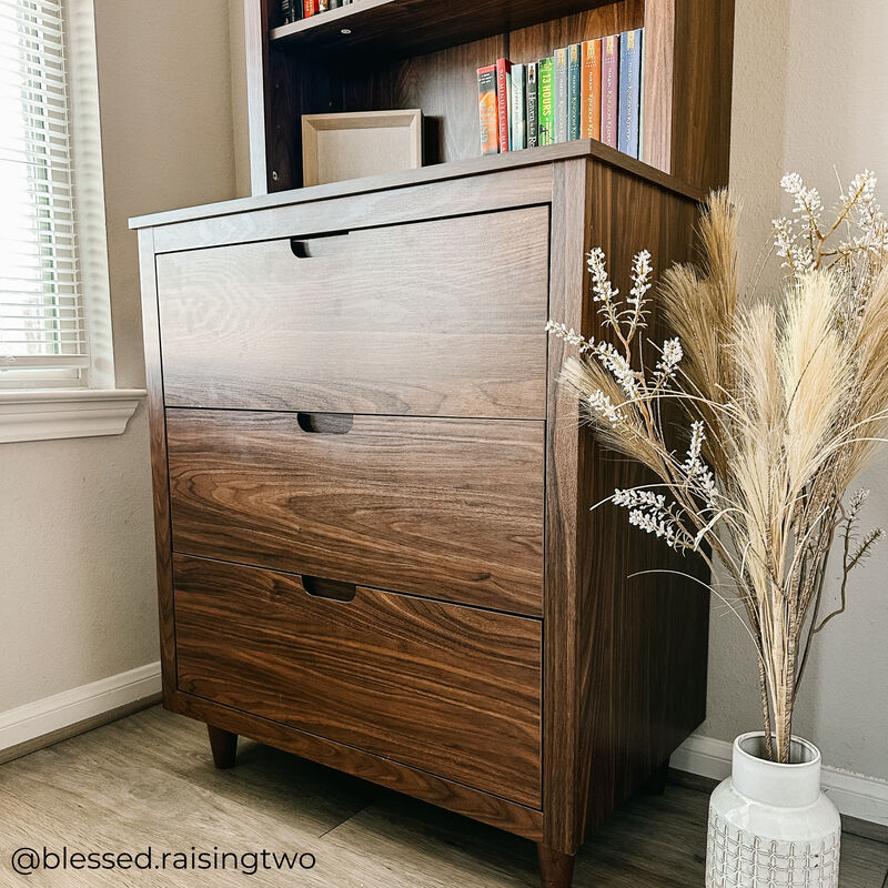Teamson Home Ellery Freestanding Hutch Cabinet with Open Shelves & Drawers, Walnut image number 5