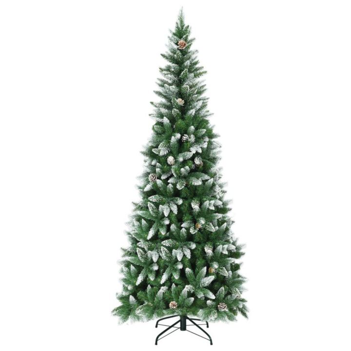 Hivvago 5/6/7.5 Feet Artificial Pencil Christmas Tree with Pine Cones