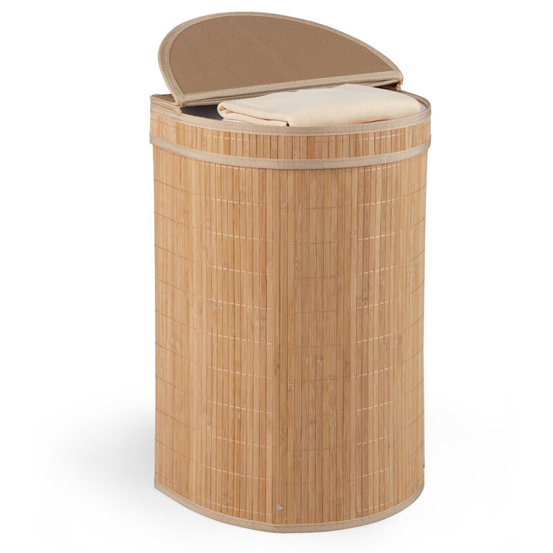 19 Gal Wicker Clothes Hamper with Zippered Lid and Fabric Liner image number 3
