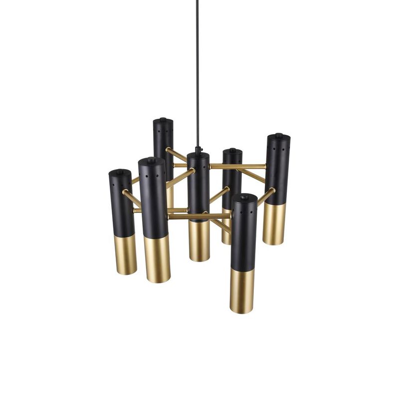 CWI Lighting Anem 7 Light Down Chandelier With Matte Black & Satin Gold Finish