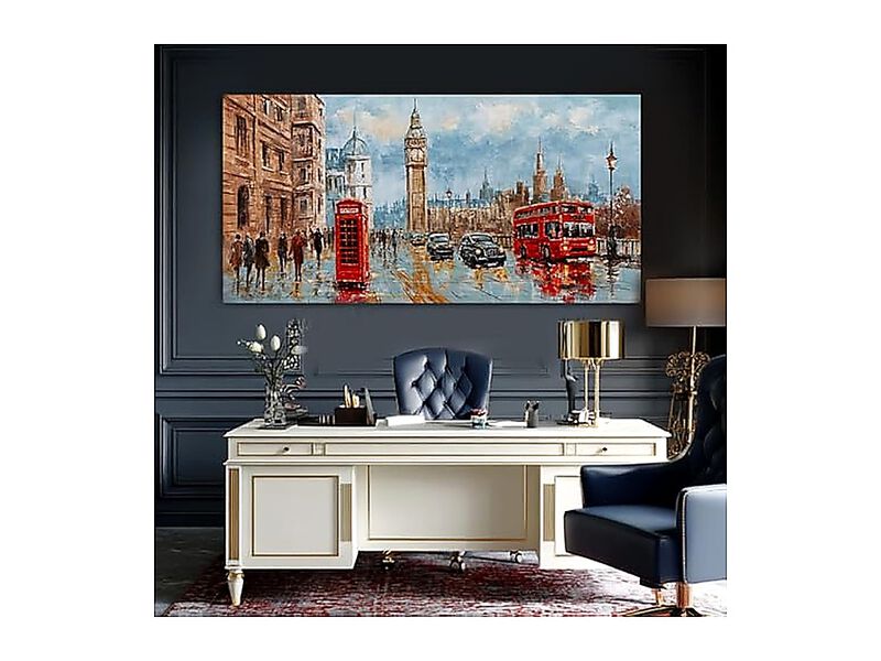 Large Street Scene Wall Art Featuring Red Bus Classic Architecture European City image number 3