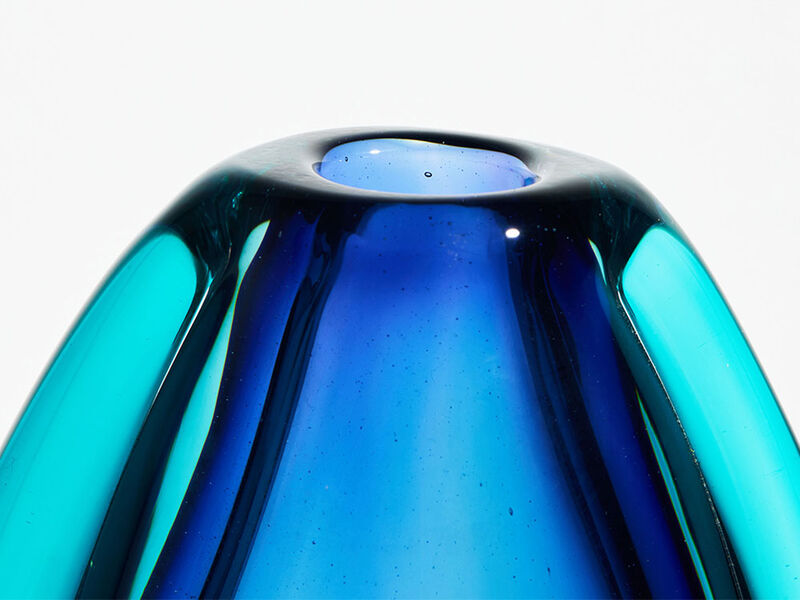 Hand Blown Sommerso Oval Art Glass Vase