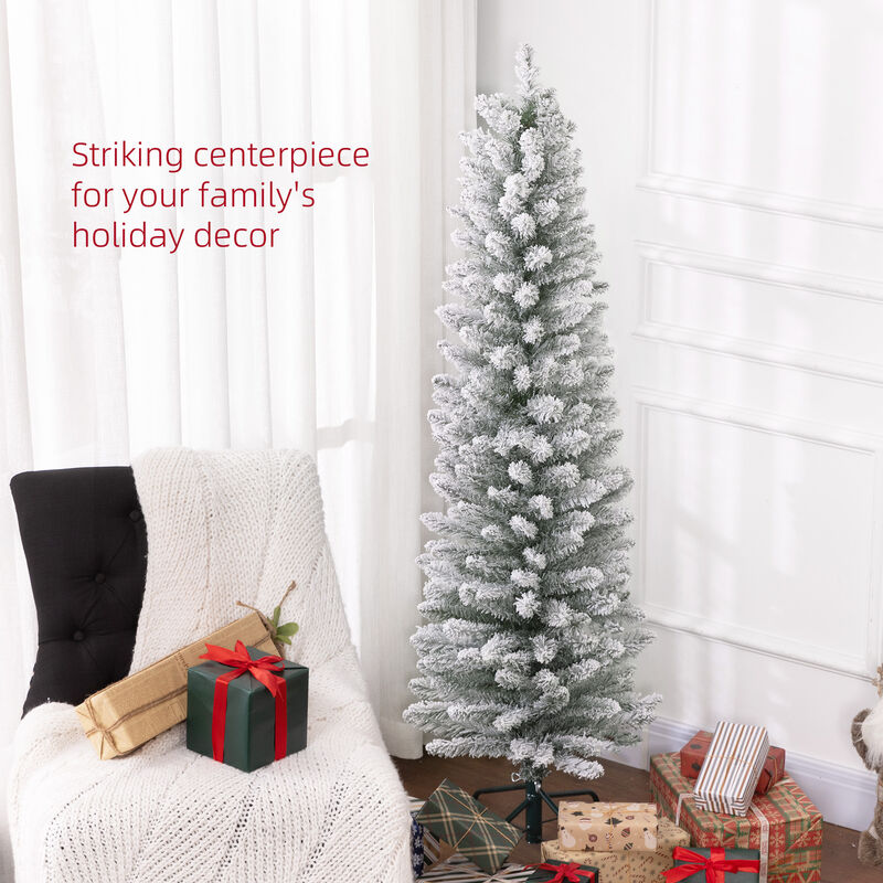 BreeBe 5ft Artificial Pencil Christmas Tree with Metal Base image number 3