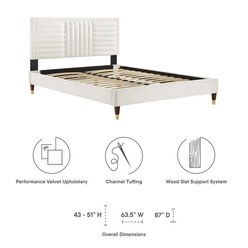Modway - Sofia Channel Tufted Performance Velvet King Platform Bed image number 6