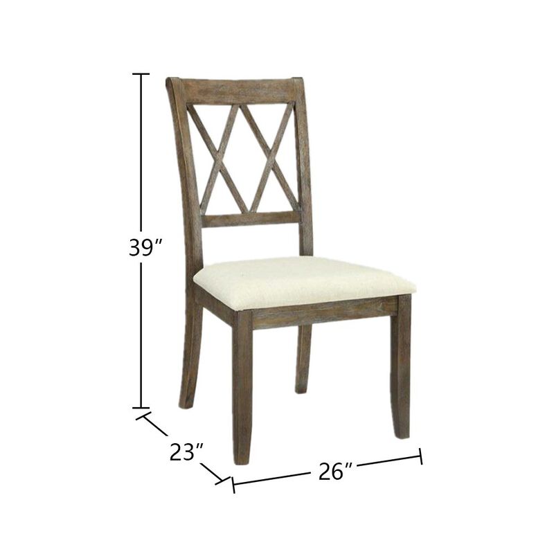 Simple Relax Set of 2 Linen Upholstered Side Chairs in Beige and Salvage Brown image number 3