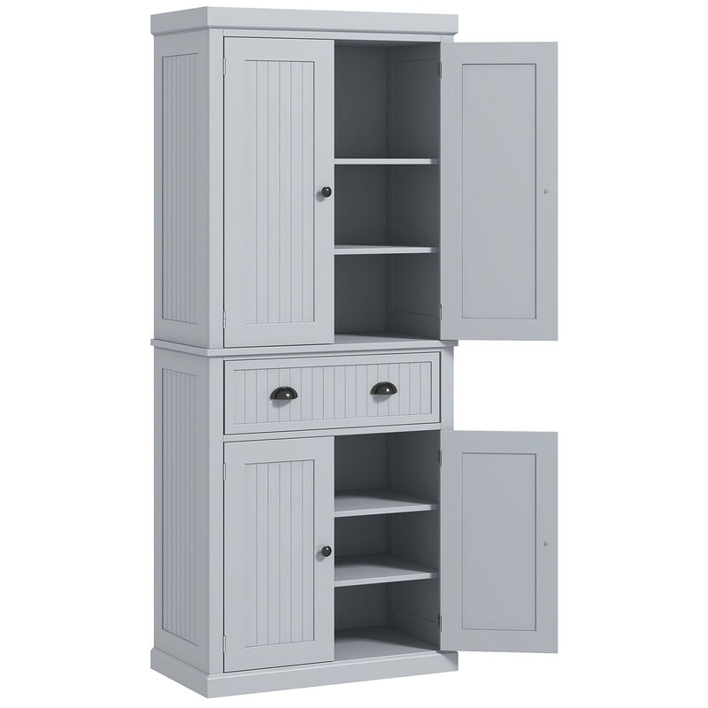 HOMCOM 72” Tall Colonial Style Free Standing Kitchen Pantry Storage Cabinet