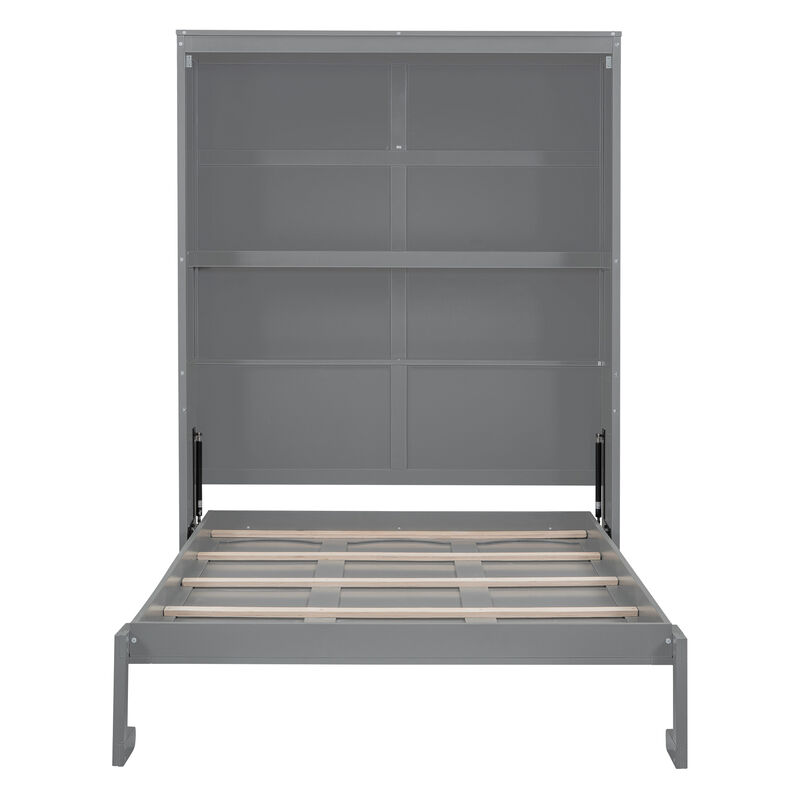 Whisen Modern Design Full Size Murphy Bed, Folded into a Cabinet with Shelves