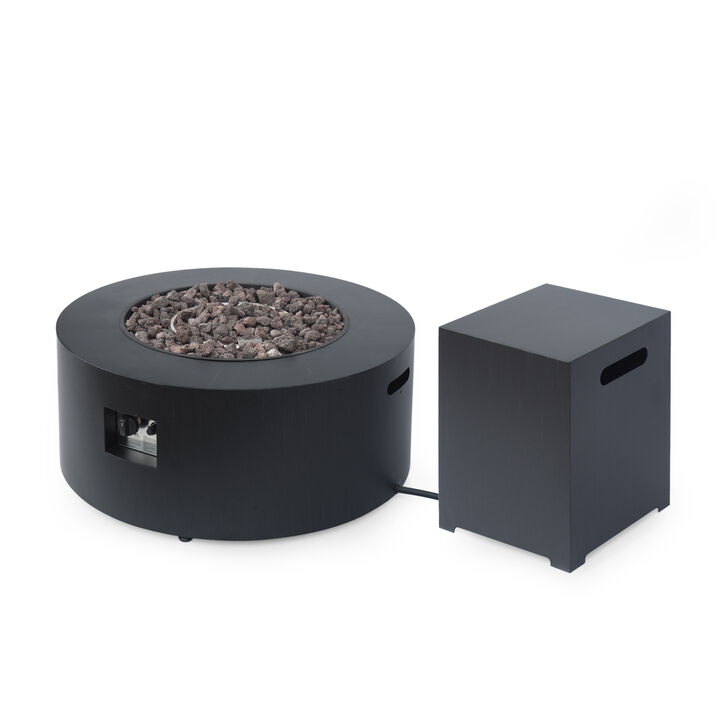 Christopher Knight Home Ruiz Outdoor 40,000 BTU Iron Circular Fire Pit with Tank Holder