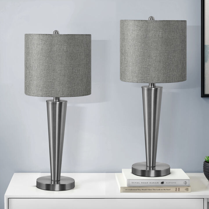 ELEMENT ACE Set of 2 Contemporary 24 Inch Tall Table Lamps with USB Charging Ports Sleek Ambient Lighting for Bedroom Living Room Office Side End Tables