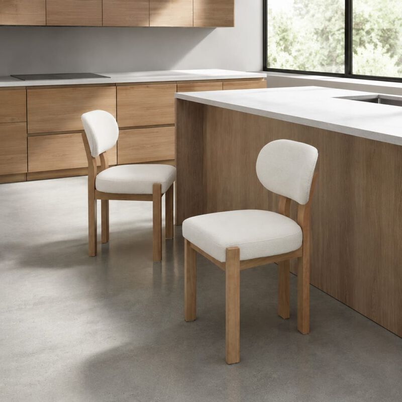 GOODSILO Mid-Century Modern Upholstered Wooden Dining Chairs Set of 2, Sturdy Space-Saving Seating for Kitchen and Dining Room Small Spaces image number 2