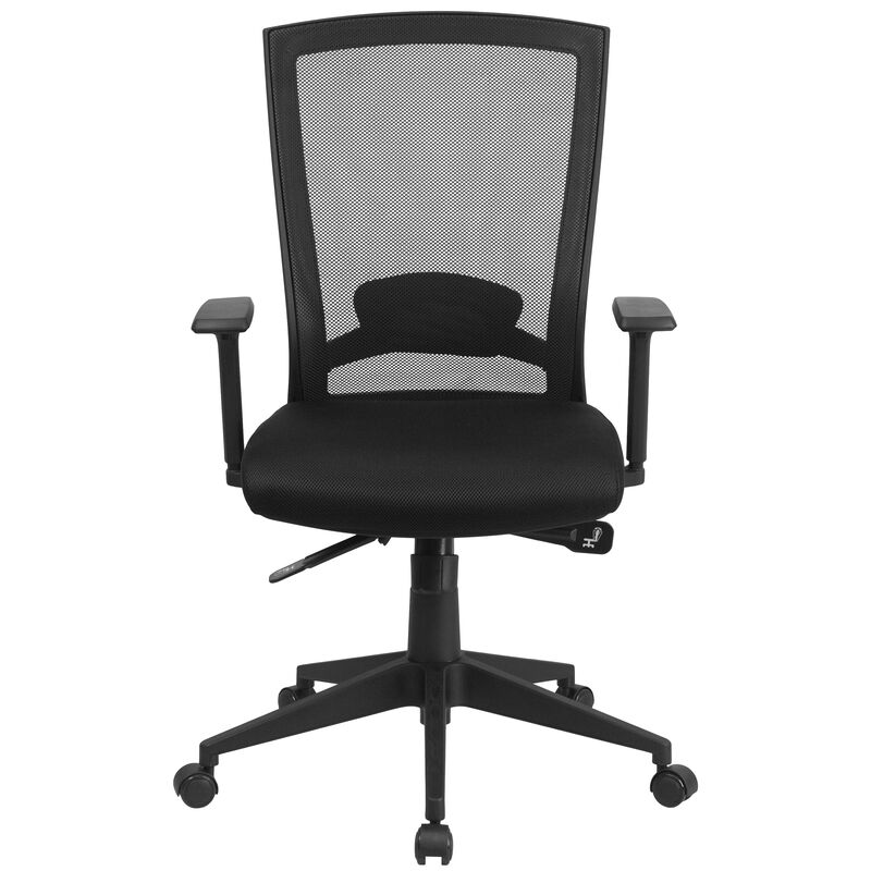 Cleo Mid-Back Black Mesh Executive Swivel Ergonomic Office Chair with Back Angle Adjustment and Adjustable Arms image number 4