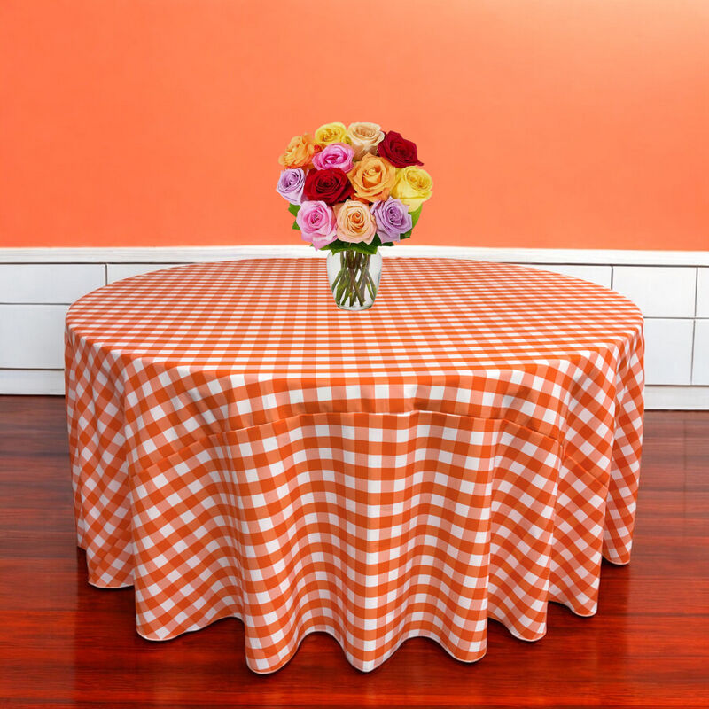 Round Checkered Tablecloth for Dining, Parties and Outdoor Picnic Use image number 1