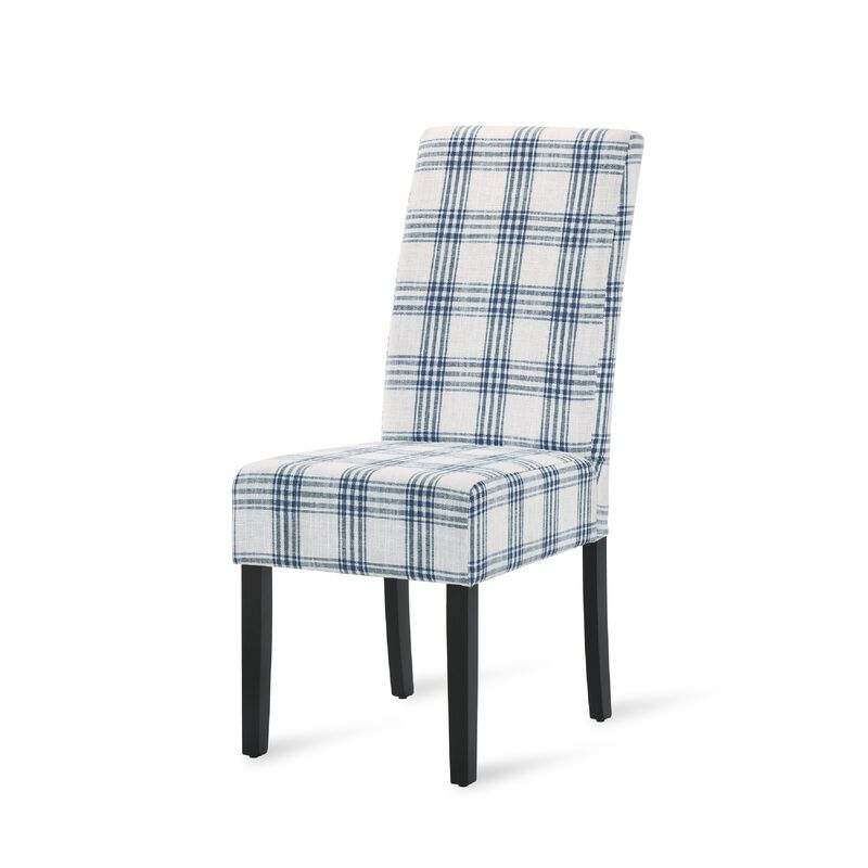 Cini Dining Side Chair Set of 2, Fabric, Black Wood Legs image number 2