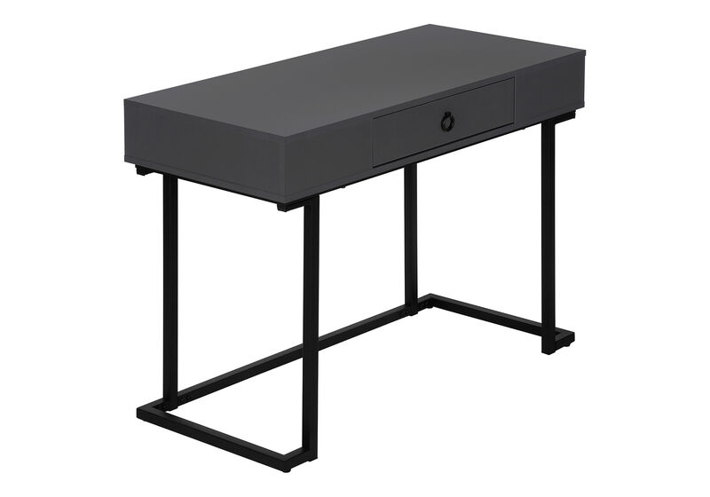 HomeRoots 42" Gray and Black Wood and Metal Sled Computer Desk image number 2