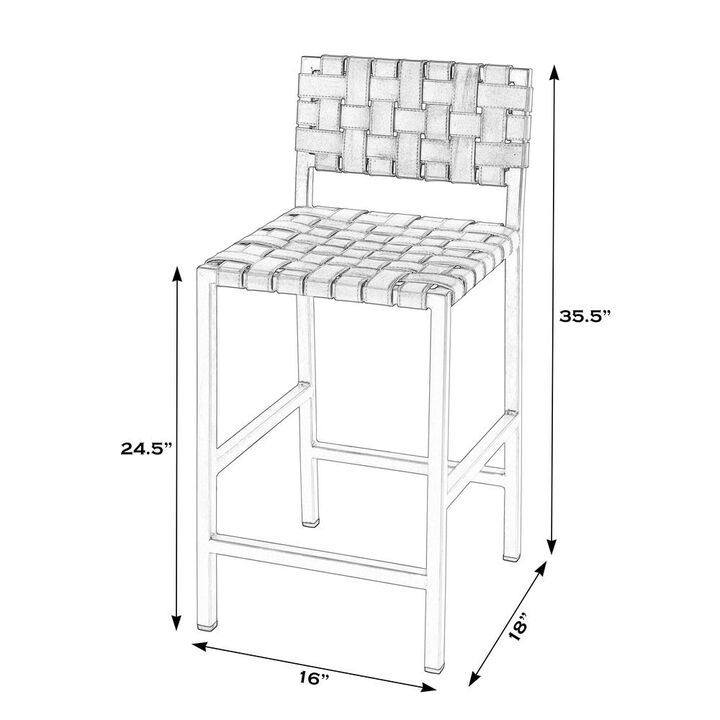 Butler Specialty Bromley Iron and Leather 24.5 Counter Stool, White