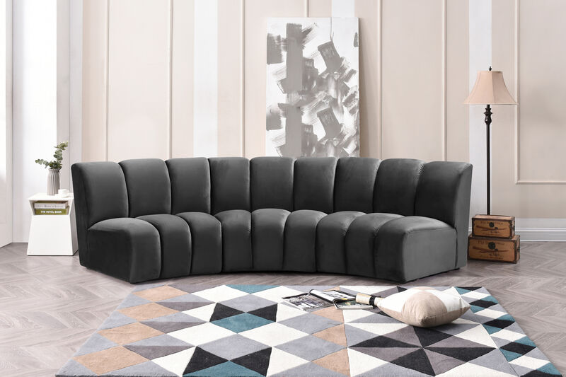 Meridian Furniture Infinity Grey Velvet 3pc. Modular Sectional image number 1